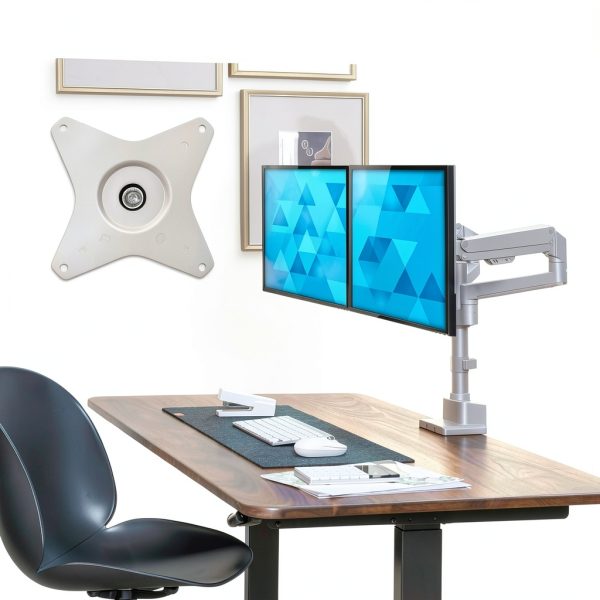Mount-It Dual Monitor Desk Mount Silver Ergonomic Adjustable-3