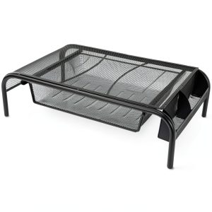 Pavo Monitor Stand Ergonomic Metal Mesh Drawer Storage-0