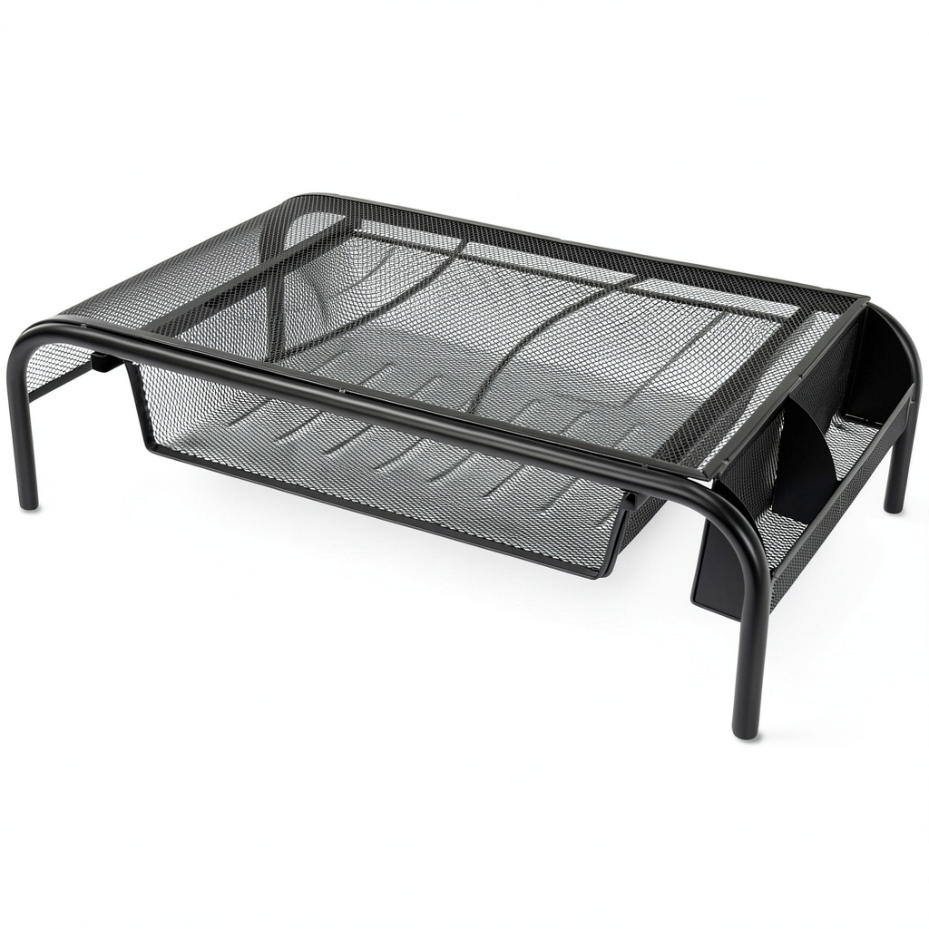 Installing Pavo Monitor Stand Ergonomic Metal Mesh Drawer Storage on a wooden desk