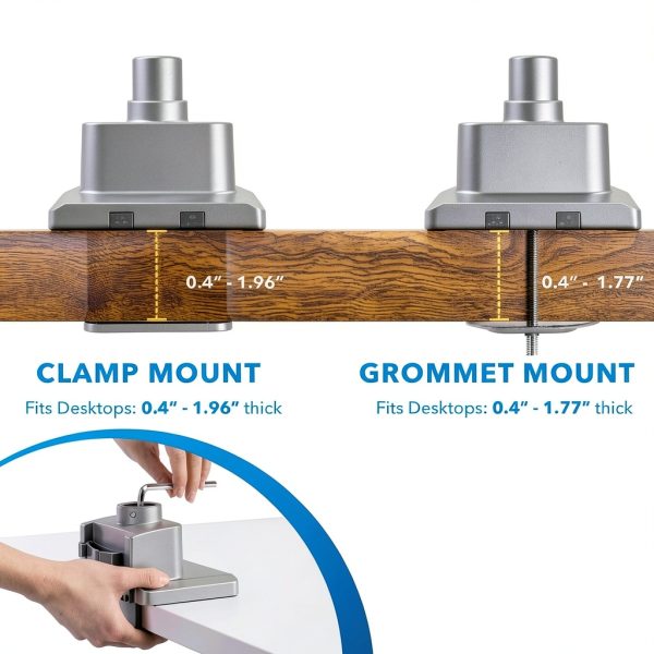Mount-It Dual Monitor Desk Mount Silver Ergonomic Adjustable-8