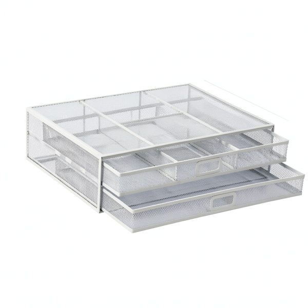 Mesh Monitor Stand Ergonomic Desk Riser with Drawers-6