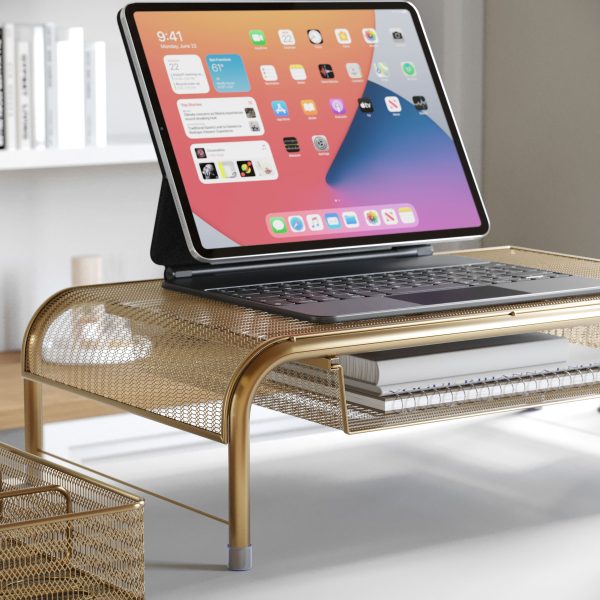 Martha Stewart Monitor Stand Riser with Storage Drawer-4