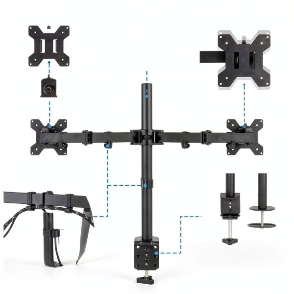 Pavo Dual Monitor Mount Full Motion Ergonomic Desk Stand-5