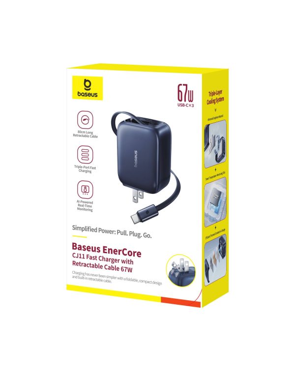 67W Dual Port Charger Retractable Cable Fast Charging-3