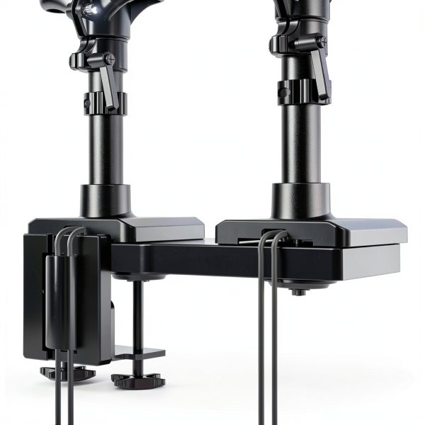 Pavo Triple Monitor Mount Gas Spring USB Ports Black White-8