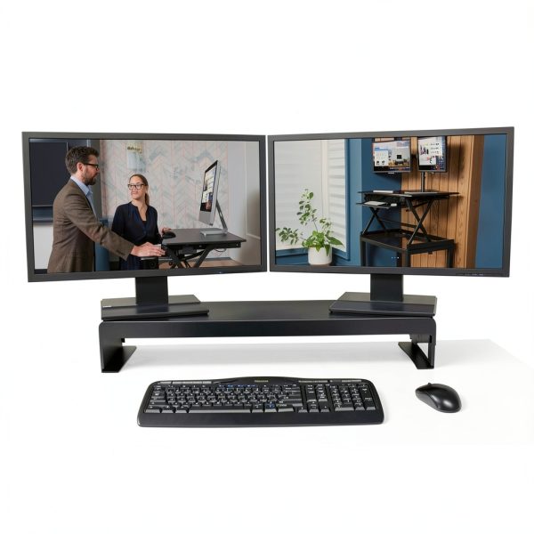 Rocelco DMS Dual Monitor Stand Steel Ergonomic Riser-1