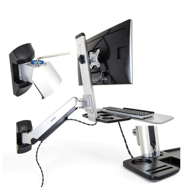 Pavo Wall Mount Sit Stand Monitor Arm Ergonomic Workstation-5