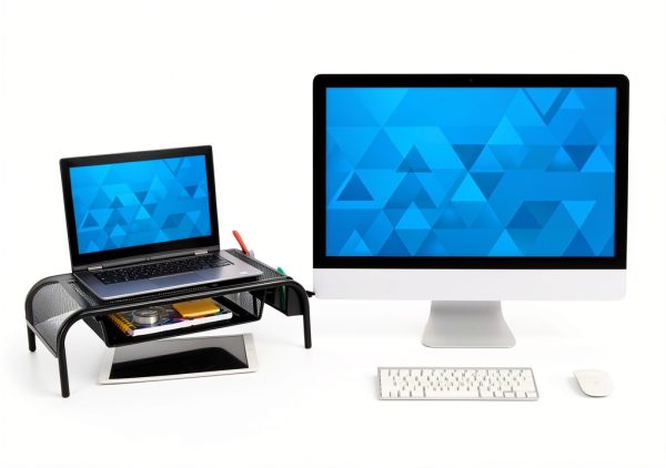 Pavo Monitor Stand Ergonomic Metal Mesh Drawer Storage-3