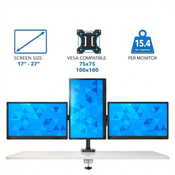 Mount-It Triple Monitor Mount Gas Spring Full Motion Desk-3
