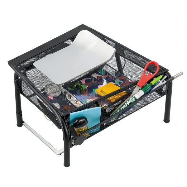 Pavo Monitor Stand Ergonomic Metal Mesh Drawer Storage-6