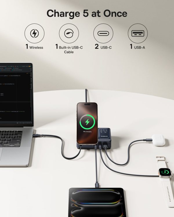 Baseus 140W Desktop Charger GaN 5 Ports Wireless Charging-4