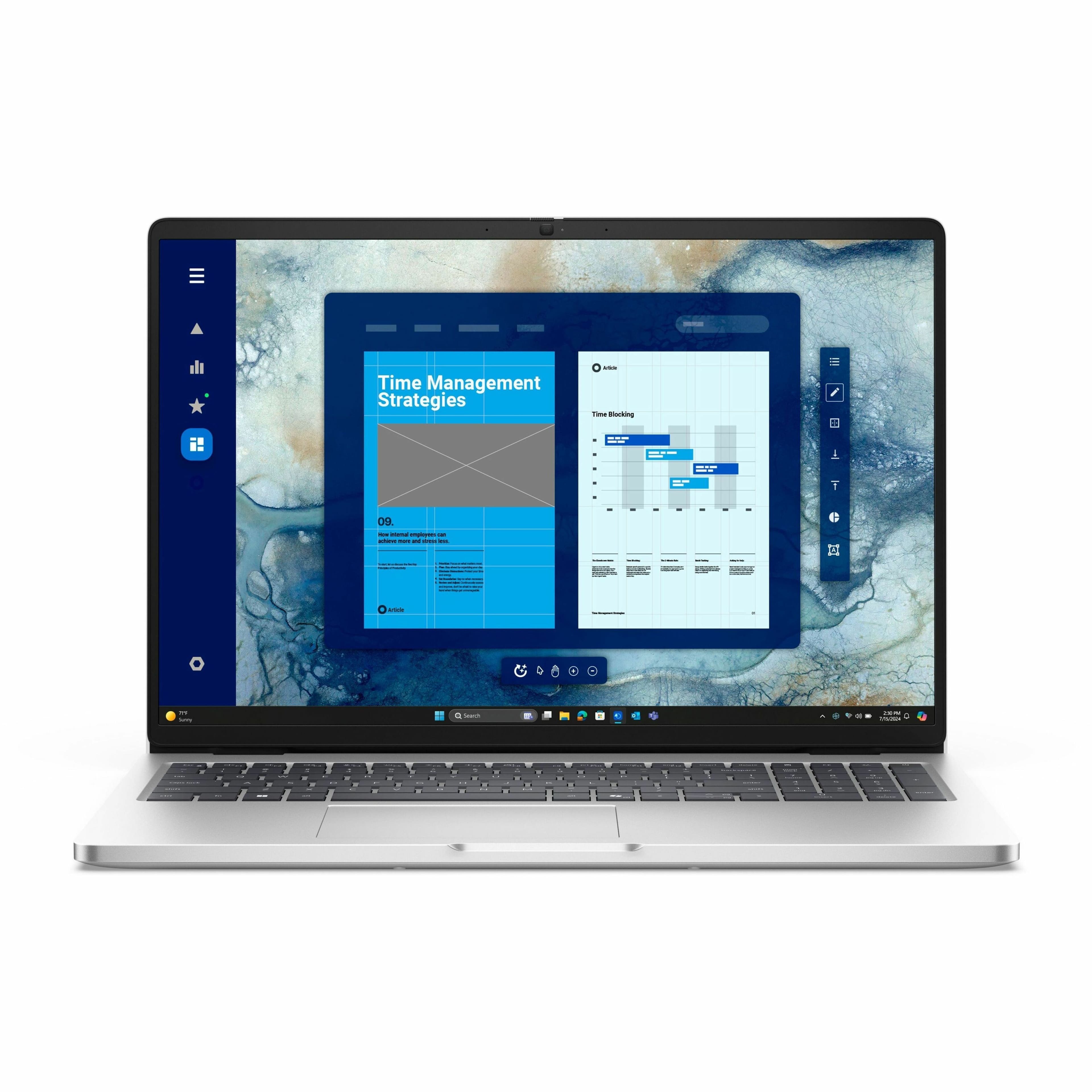 Dell Pro 16 laptop displaying a work document on its 16-inch screen