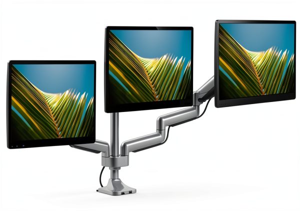 Mount-It Triple Monitor Desk Mount Ergonomic Adjustable USB-9
