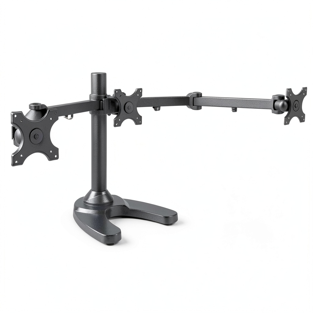 Pavo Triple Monitor Stand with three screens in a home office setup