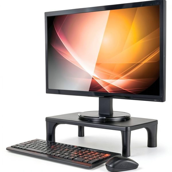 Allsop Monitor Stand Adjustable Height Wooden Platform-1