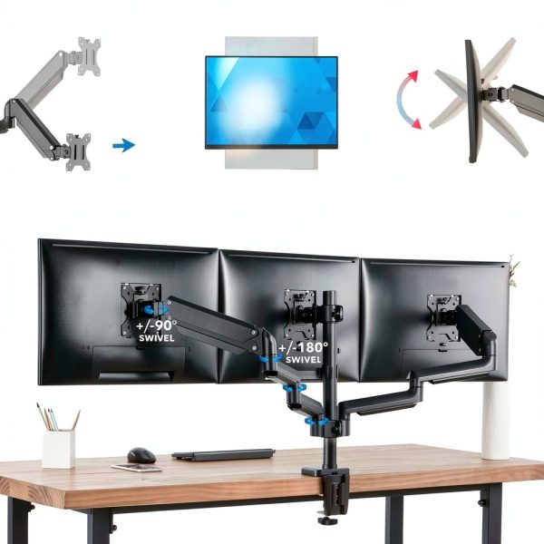 Mount-It Triple Monitor Mount Gas Spring Full Motion Desk-4