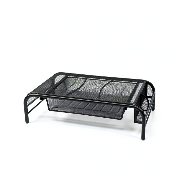Pavo Monitor Stand Black Silver Ergonomic Metal Mesh Design-7