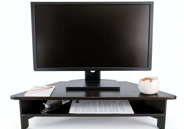 Victor Monitor Stand Wood Ergonomic Height Adjustable Black-2