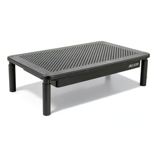 Allsop Metal Monitor Stand Tri Level Ergonomic Storage-4
