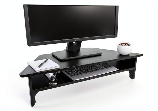 Victor Monitor Stand Wood Ergonomic Height Adjustable Black-3