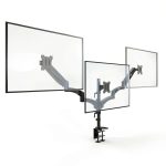 Pavo Triple Monitor Mount Gas Spring Black White Desk Stand-0