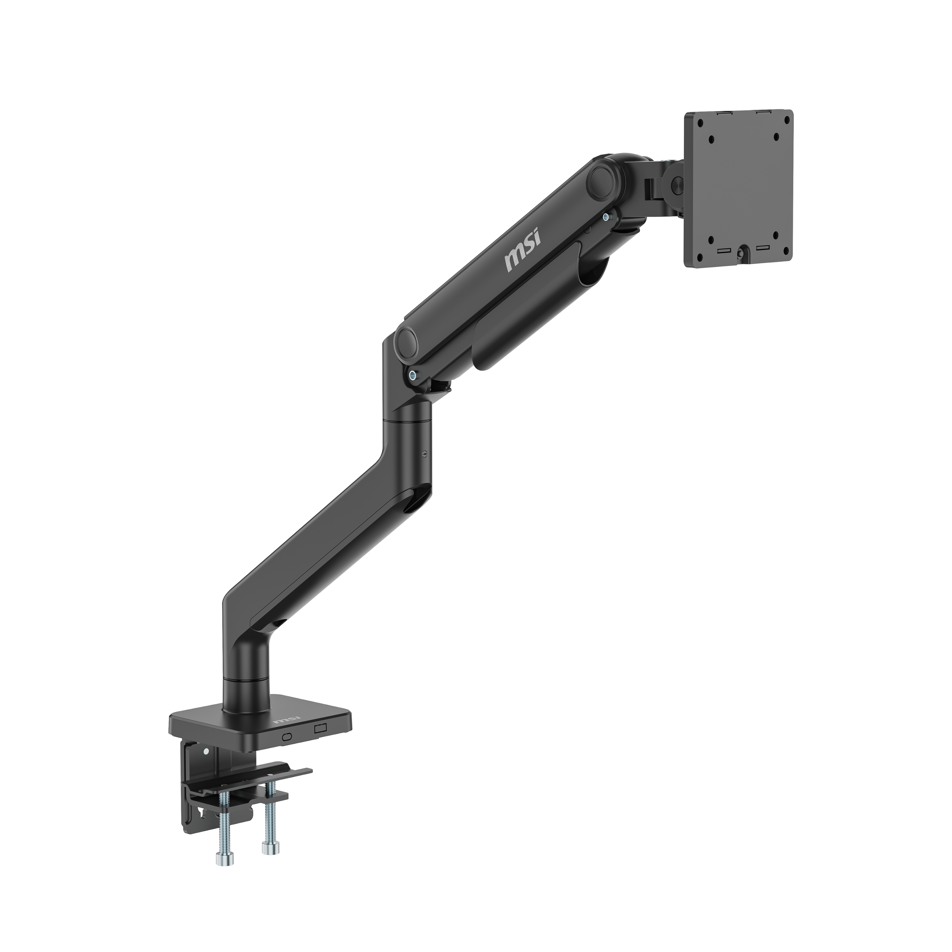 MSI MAG MT201 Monitor Arm installed on a modern desk