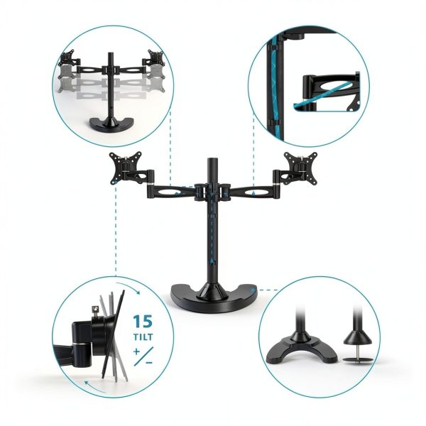 Mount-It Dual Monitor Stand Articulating Steel Desk Mount-4