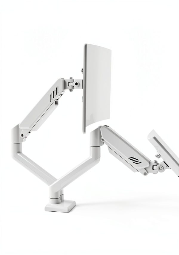 Pavo Dual Monitor Stand Full Motion Black White Ergonomic-4