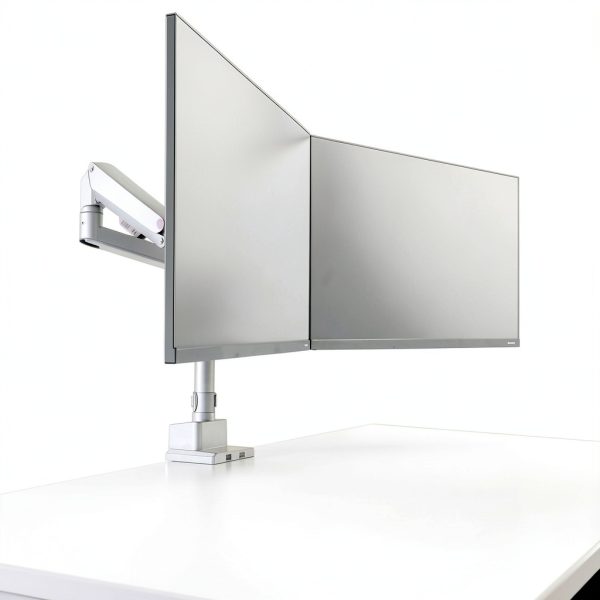 Mount-It Dual Monitor Desk Mount Silver Ergonomic Adjustable-1