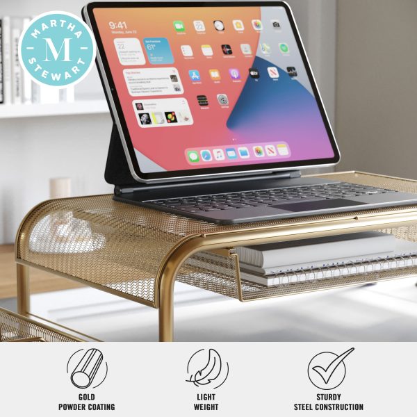 Martha Stewart Monitor Stand Riser with Storage Drawer-2