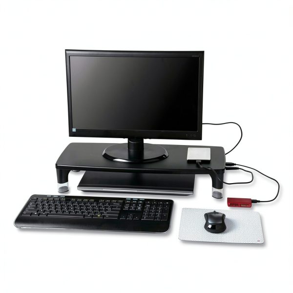 Monitor Stand with USB Hub Height Adjustable MS100B Black-7