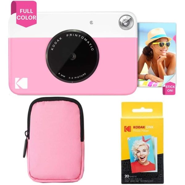 Kodak Printomatic Instant Print Camera Bundle Pink Travel-0