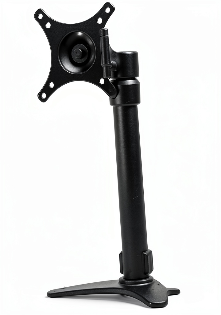 Pavo Monitor Arm mounted on a wooden desk with cables neatly managed