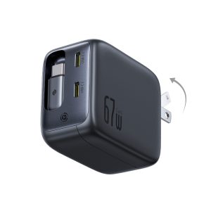 67W Dual Port Charger Retractable Cable Fast Charging-0
