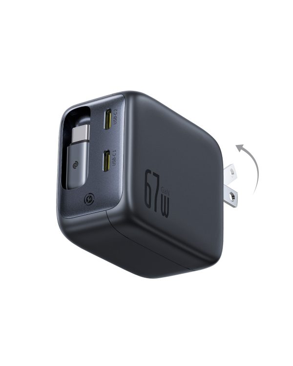 67W Dual Port Charger Retractable Cable Fast Charging-0
