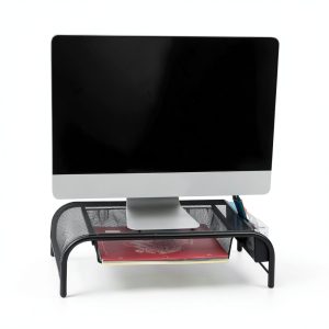 Pavo Monitor Stand Black Silver Ergonomic Metal Mesh Design-0