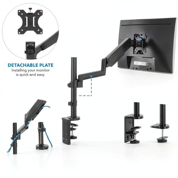 Mount-It Monitor Desk Mount Pole Adjustable Ergonomic Stand-3