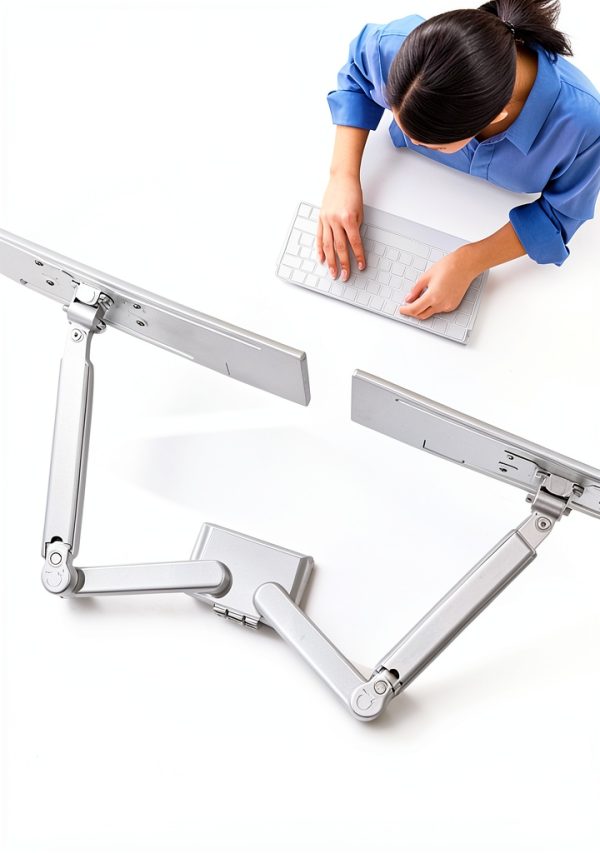 Pavo Dual Monitor Stand Full Motion Black White Ergonomic-1