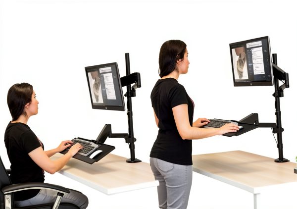 Pavo Sit Stand Monitor Mount Height Adjustable Ergonomic-2