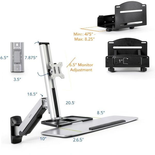 Pavo Wall Mount Sit Stand Monitor Arm Ergonomic Workstation-9