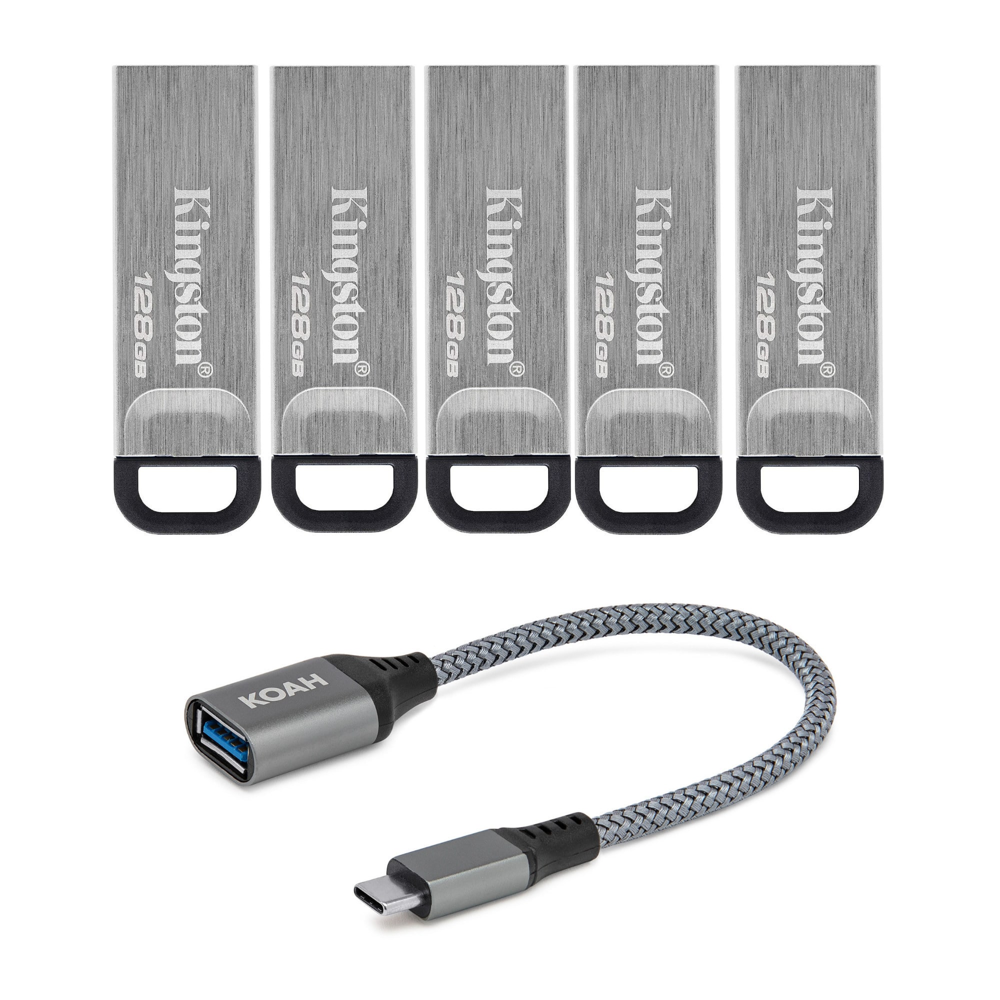 SanDisk 128GB flash drive with metal body and key loop