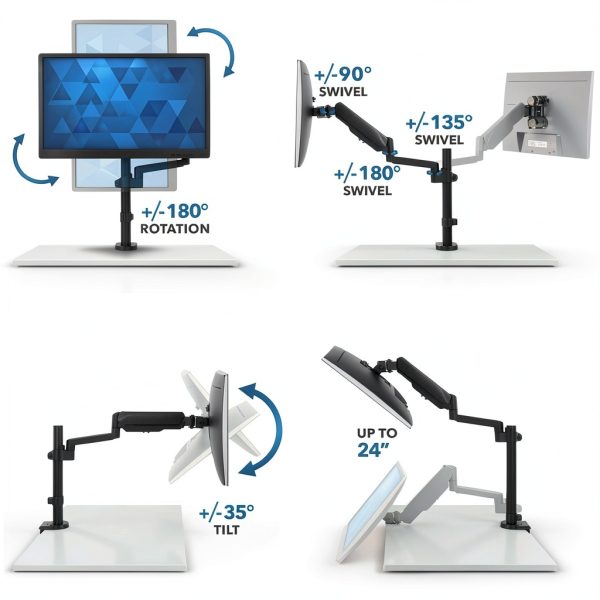 Mount-It Monitor Desk Mount Pole Adjustable Ergonomic Stand-4