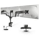 Pavo Triple Monitor Mount Gas Spring USB Ports Black White-0