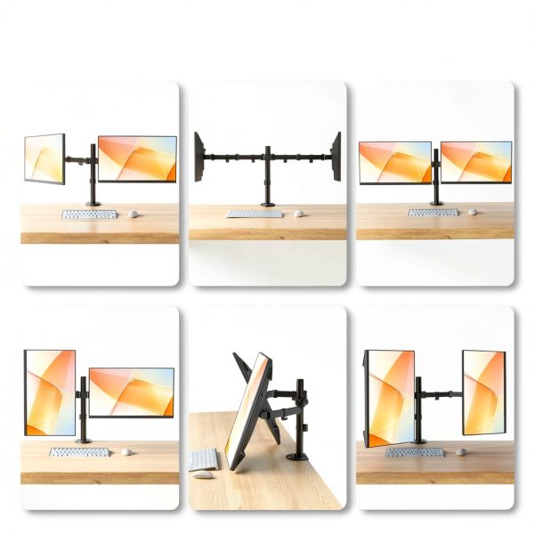 ACGAM Dual Monitor Arm Steel Mount VESA 100x75 Ergonomic-8