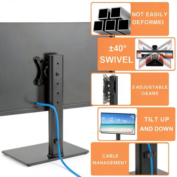 KKTONER Single Monitor Stand Height Adjustable VESA Mount-6